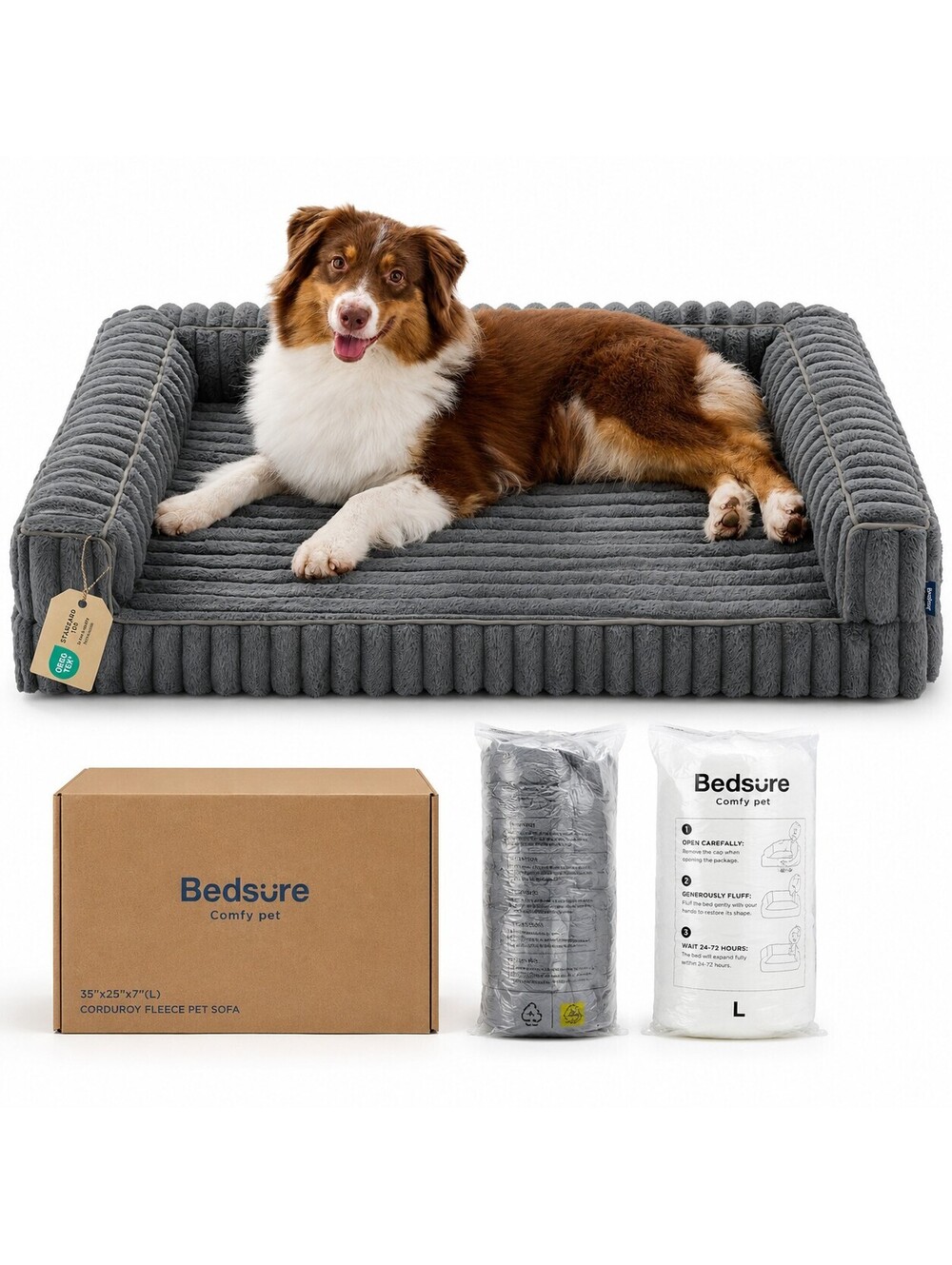 Large Dog Bed Orthopedic Waterproof Memory Foam Pet Bed for Large Dogs Egg-Crate